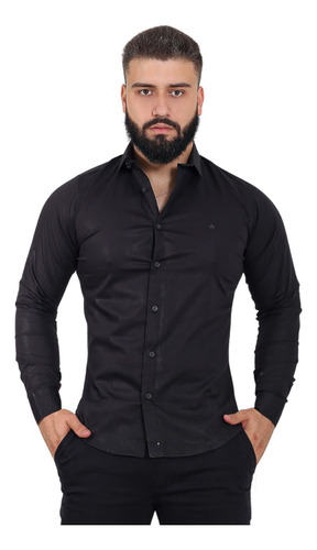 Camisa Masculina Manga Longa Moda Casual Social Slim Luxo