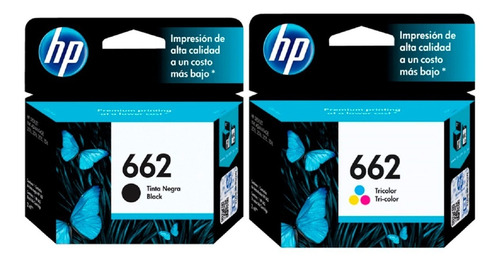 Pack Cartuchos Hp 662 Tri Color + Negro