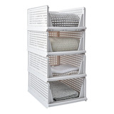 Stackable Plastic Storage Basket, Folding Closet Organizers,