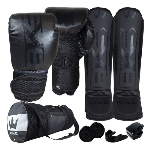 Kit Muay Thai Boxe Luva Caneleira Bolsa Band. Bucal Feminino