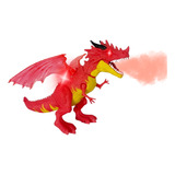 Dragão Rex Dinossauro Solta Fumaça Anda Com Som Luz Vermelho Personagem Dinossauro Dragão Solta Fumaça