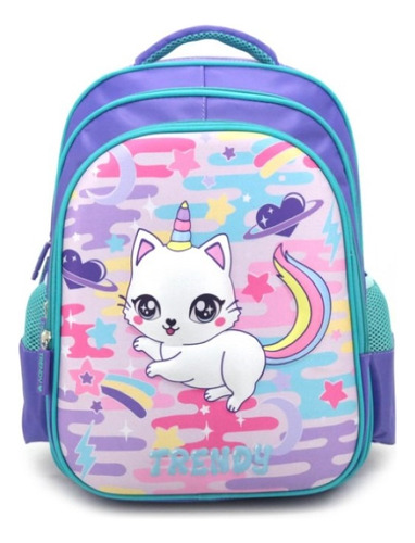 Mochilas Escolares Niñas Nenas Reforzada Unicornios Dibujos Color Lila Diseño De La Tela Liso