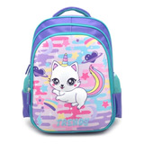 Mochilas Escolares Niñas Nenas Reforzada Unicornios Dibujos Color Lila Diseño De La Tela Liso