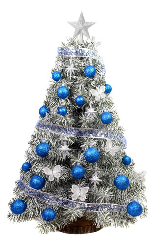 Arbolito Navidad Xl Snow 1 Mt Con Kit 30 Pzas Azul - Sheshu Color Snow + Kit Azul