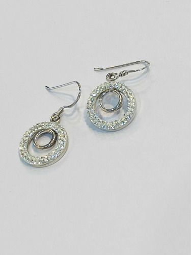 Aros De Plata 925 Colgantes Con Strass Color Cristal