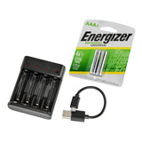 Cargador Aaa Aa + 2 Pilas Aaa 700ma Energizer Recargabl Htec