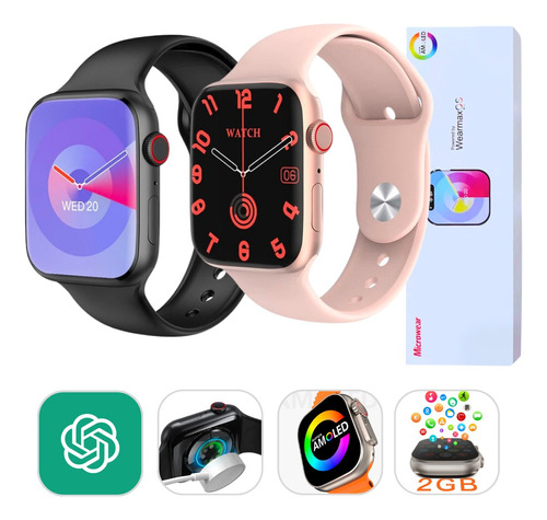 Smartwatch Iwo W99+ Amoled Ilha Dinâmica Chatgpt 45 Mm 