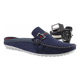 Mocassim Mule Dockside Confortavel Cinto E Carteira Metal