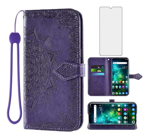 C Para Tcl 10 Pro Funda Wallet Pantalla Cristal Templado M