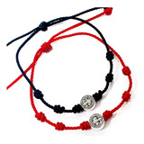 Pulsera Para Pareja San Benito Medalla Proteccion + Estuche