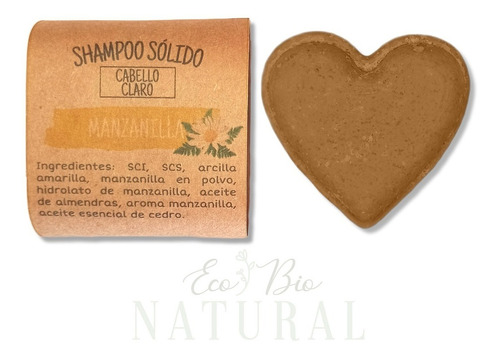 Shampoo Sólido De Manzanilla 50g Ecológico Forma Corazón