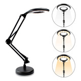 Luminária De Mesa Articulada Led Ring Light Manicure Preto