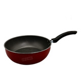 Frigideira Antiaderente Grande Funda Wok 24cm Vermelha