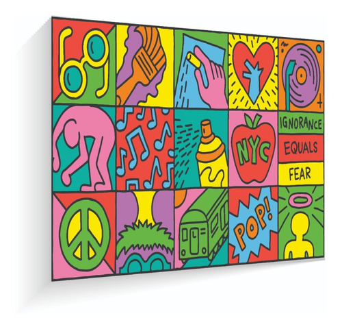 Cuadro En Maderatela Bantec Paz Peace 60 X 42 Cm Pop Art