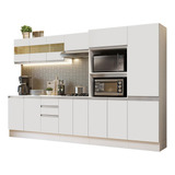 Armário De Cozinha Completa 100% Mdf 300cm Smart Madesa B02 Cor Branco