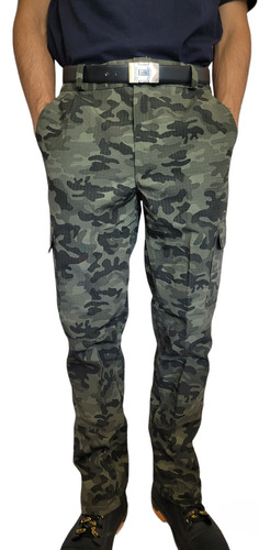 Pantalon Cargo Ripstop Hombre Camuflado Antidesgarro Tactico