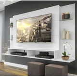 Mueble Rack Tv Lcd Melamina Fotante Blanco 220x108 Estantes