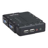 Mux Kvm Manhattan Desktop Usb 4:1 Con Cables + Audio 151269