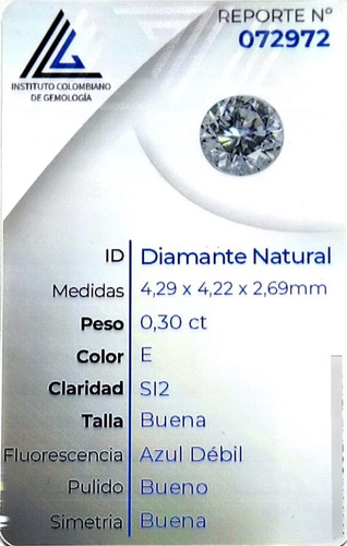 Diamante Natural Certificado 0.30ct 