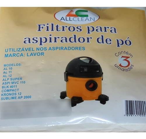 Filtro Aspirador De Pó Lavor /al10 /al11 / Al12 / Alp Super