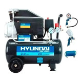 Compresor De Aire 24 Lts 2hp + Kit 3 Piezas Hyundai 115psi