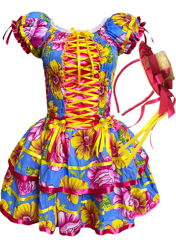 Vestido Festa Junina Moderno Luxuoso Quadrilha Adulto Plus