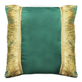 Funda Cojín Decorativo Diseño Festivo Verde Y Dorado 45x45