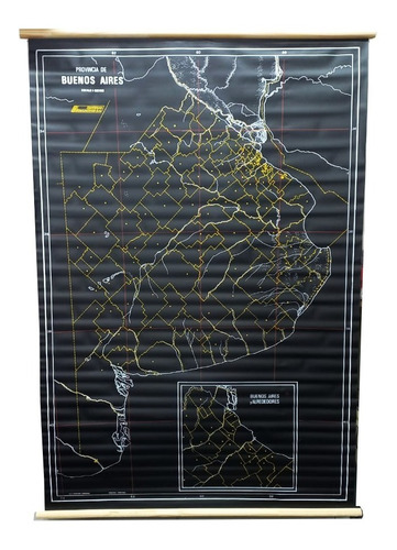 Mapa Prov. De Buenos Aires Pizarra Negro Para Tiza - 90x130