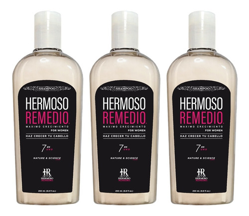 3 Shampoo Crecimiento Anti Caída Reparador Frizz Mujer 7en1