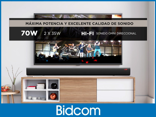 Barra De Sonido Soundbar Gadnic 70w Bluetooth Usb Mp3 Aux Tv Color Negro Frecuencia Barrson9