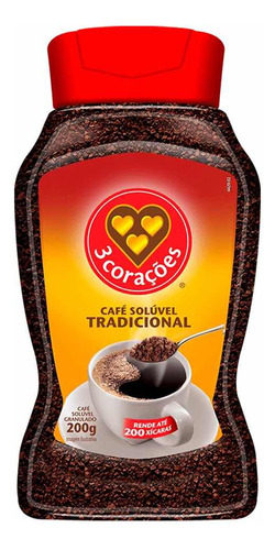 Cafe 3 Corazones Tradicional Soluble 200g 200 Tazas S Azucar