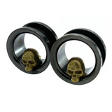 Piercing Expansores Tunel Cráneo Calavera Negro Acero Inox