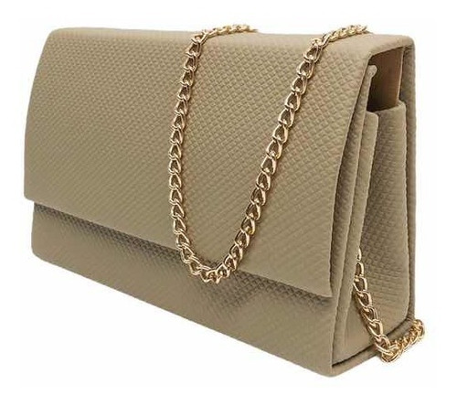 Bolsa Festa Balada Casual Clutch Alça Corrente Cor Doce De Leite