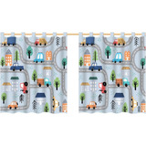 Cortina Infantil Quarto Carrinho Carro Cidade Caminho 1,4m