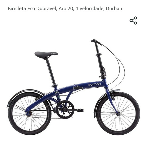 Bicicleta Eco Dobrável, Aro 20, 1 Velocidade, Durban, Azul