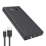 Power Bank Batería Portátil 10000mah Bateria 1hora Gar263 Power Bank Con Indicador De Luz Y Tipo C Baterias Portatiles Celulares Con 2 Usb Salidas Y 1 Entrada Tipo C Negro