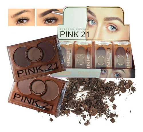 Paleta Trio Polvo Cejas Con Pincel Pink21 Eyebrow Powder