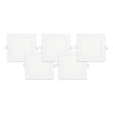 Pack X 5 Panel Plafón Led Spot Embutir 6w Cuadrado Blanco