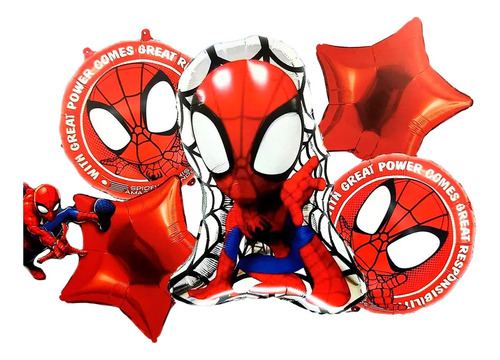 Bouquet Globos Spiderman Rojo Avengers Héroes Niño