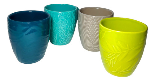 Set 4 Tazas Mugs Corona/cerámica/color Relieve 379.9ml