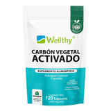 Carbón Vegetal Activado 120 Cápsulas - Wellthy Sabor Sin Sabor