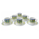 Juego 6 Platos Pocillos Porcelana Cafe  Pequeño En Caja 