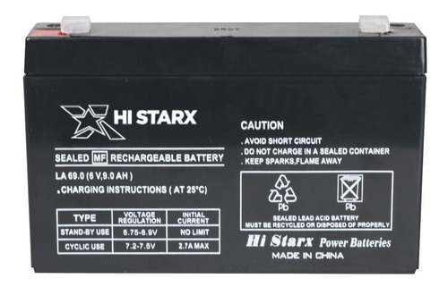 Bateria 6v 9 Ah Electrolito Absorbido