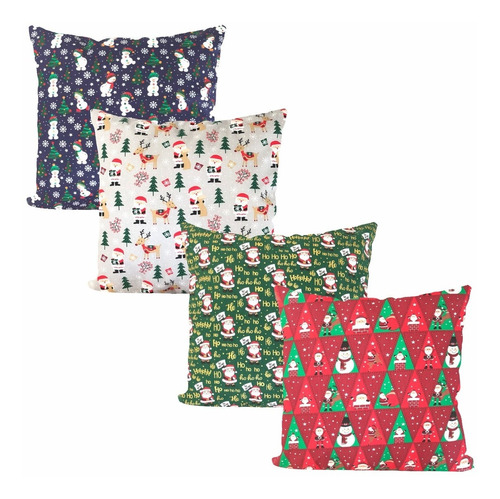 Kit 4 Almofadas Cheias Natal Natalina 42x42cm Decoração Ce