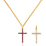 Cordão Colar Maciço + Cruz Crucifixo Dupla Face Ouro 18k