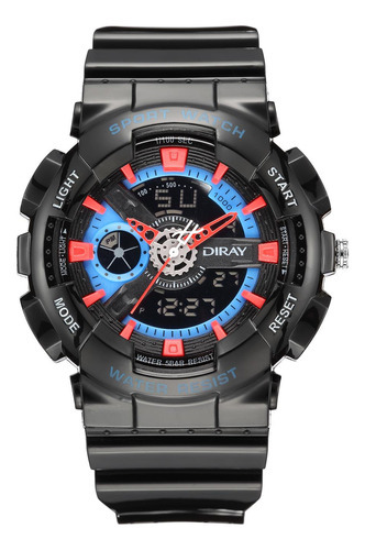 Reloj De Pulsera Diray Para Hombre Dr341adh1 Negro Color Del Fondo Azul