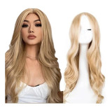 Peruca Orgânica Ondulada Premium Loiro Claro 60cm + Wig Cap