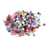 50pc Lengua Barbells Pezón Anillos 14g Mezcla Acrílic...