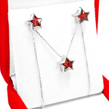 Conjunto Cadena Aros Dije Estrella Plata Susano Regalo Mujer