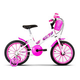 Bicicleta Infantil Aro 16 3 4 5 6 7 8 Anos Com Rodinha Kids Cor Branco-rosa